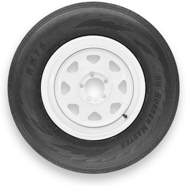Rubbermaster - Steel Master Rubbermaster ST225/75R15 8 Ply Highway Rib Tire and 5 on 4.5 Eight Spoke Wheel Assembly 599332 - main